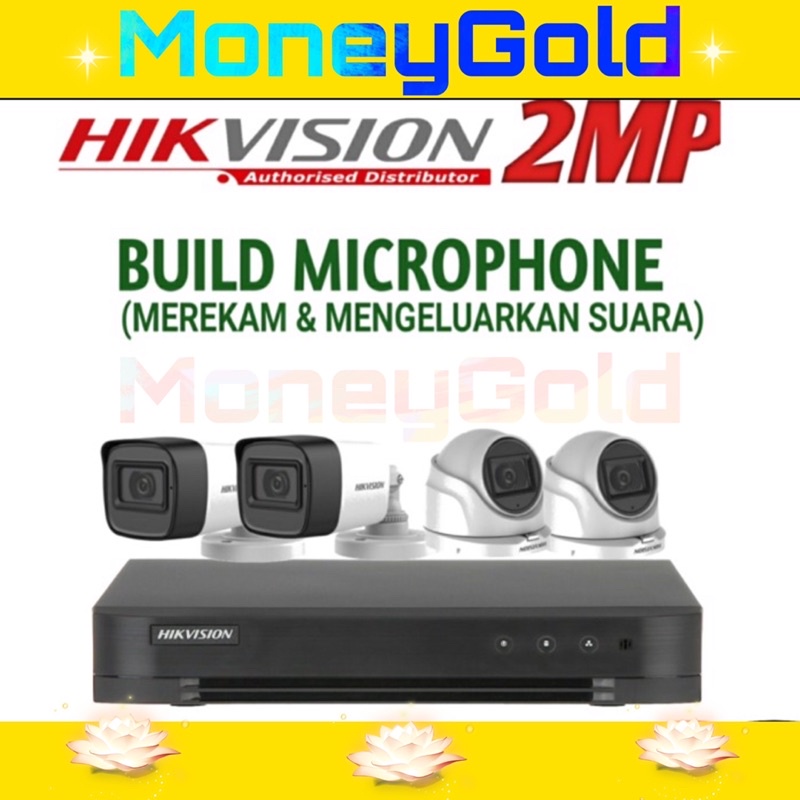 PAKET CCTV 4CHENNAL 4KAMERA HIKVISION 2MP AUDIO KOMPLIT