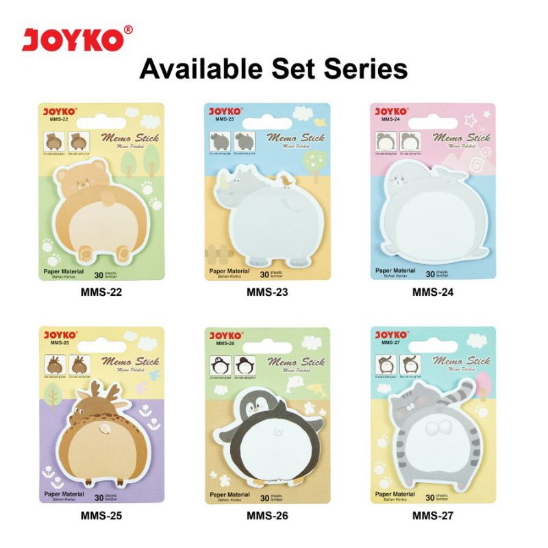 

MEMO STICK ANIMAL | JOYKO MMS-22 ~ MMS-27 | STICKY NOTE | PENANDA BUKU | PEMBATAS KERTAS | MEMO TEMPEL MOTIF HEWAN