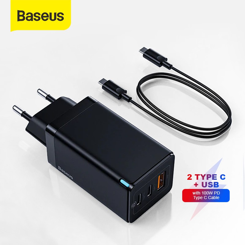 Kepala Charger Baseus 65W GaN Fast Charger 4.0 3.0 AFC SCP TYPE C