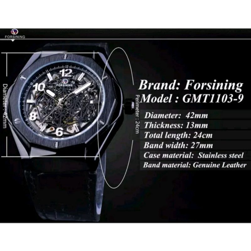 Jam Tangan Pria Original Automatic Mechanical Forsining Big Bang Geometrical Design