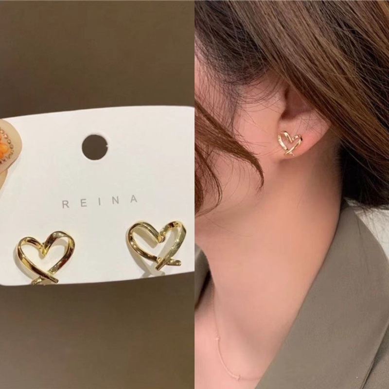 Anting Tusuk Sterling Silver 925 Bentuk Hati Gaya Korea Untuk Wanita