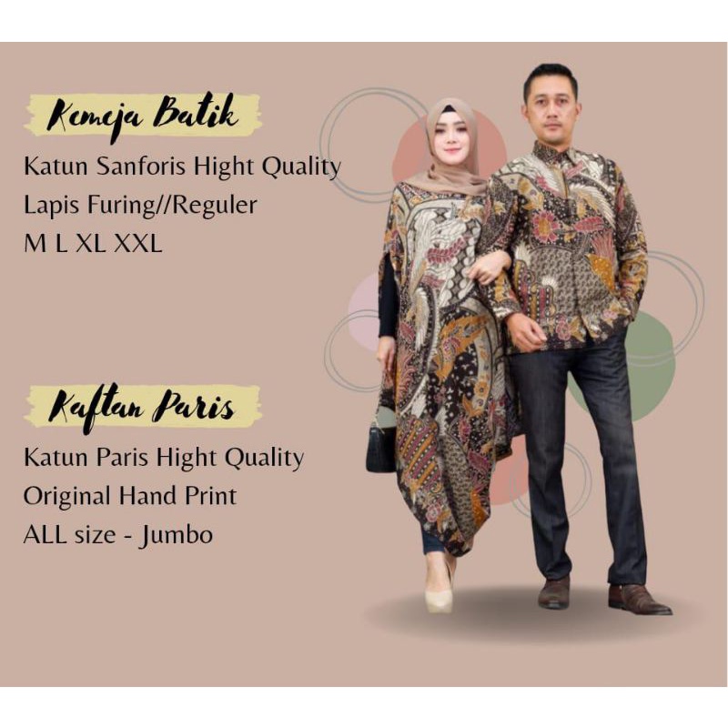 batik couple premium kaftan paris kemeja panjang lapis furing berkualitas