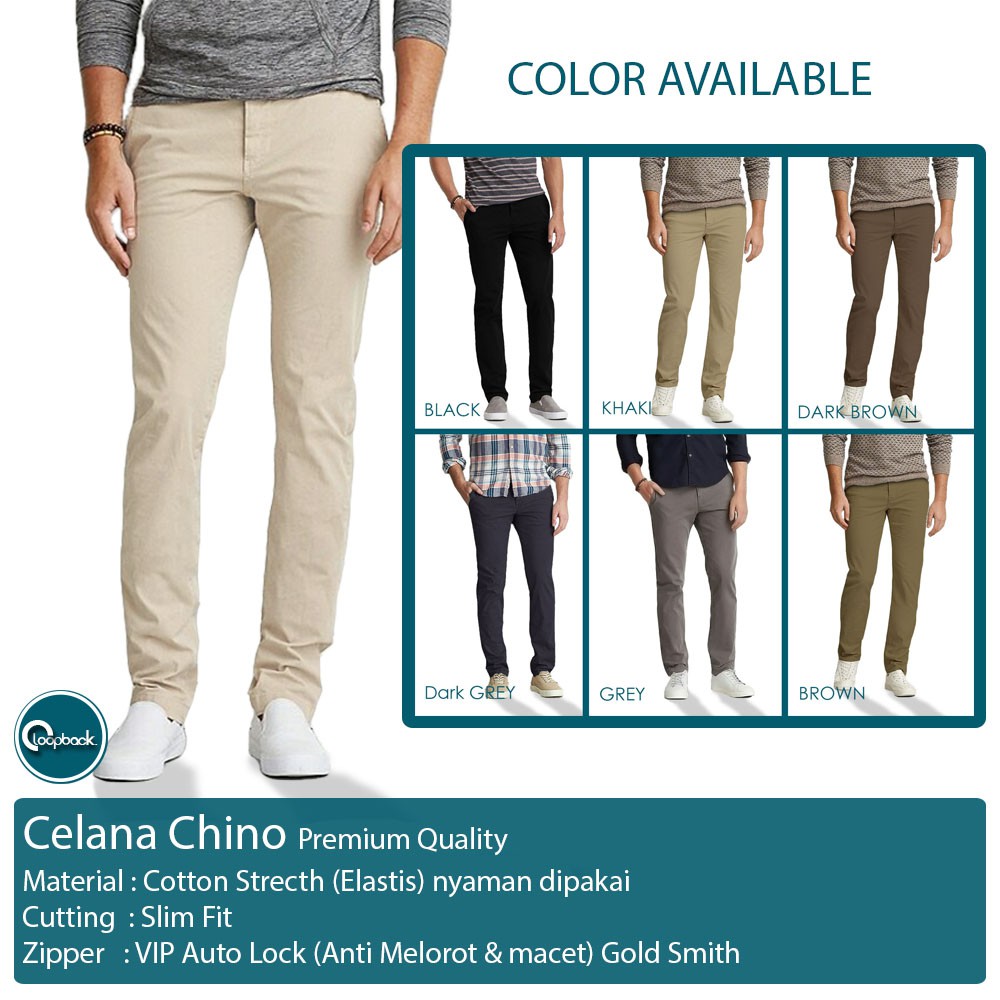 Celana Panjang Chino Slim Fit | Celana Panjang Pria Grey