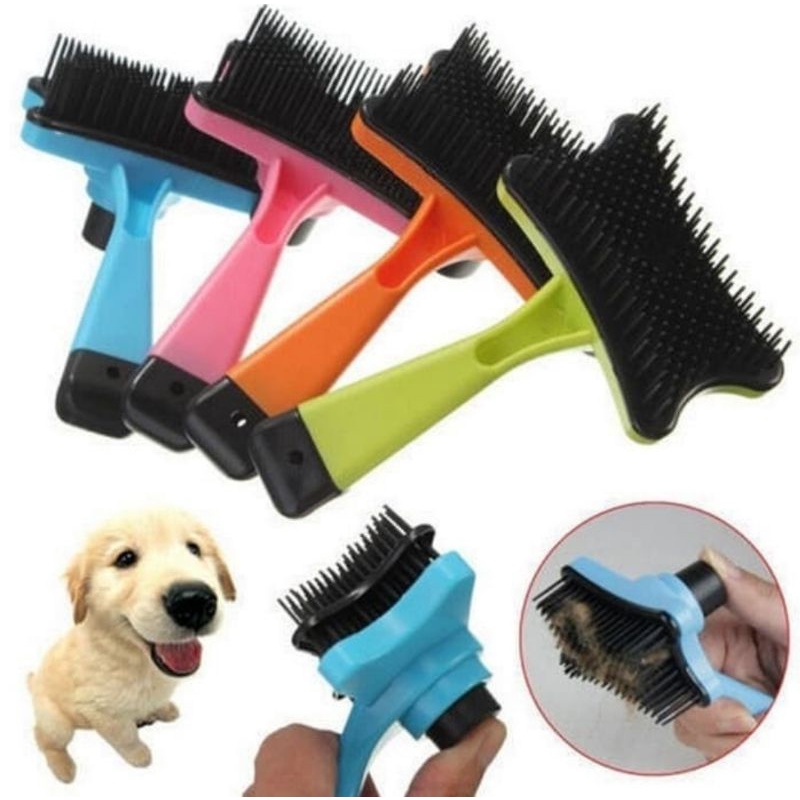 Sisir sikat bulu dg tombol pembersih grooming Hair Pet Brush with button anjing kucing comb mandi