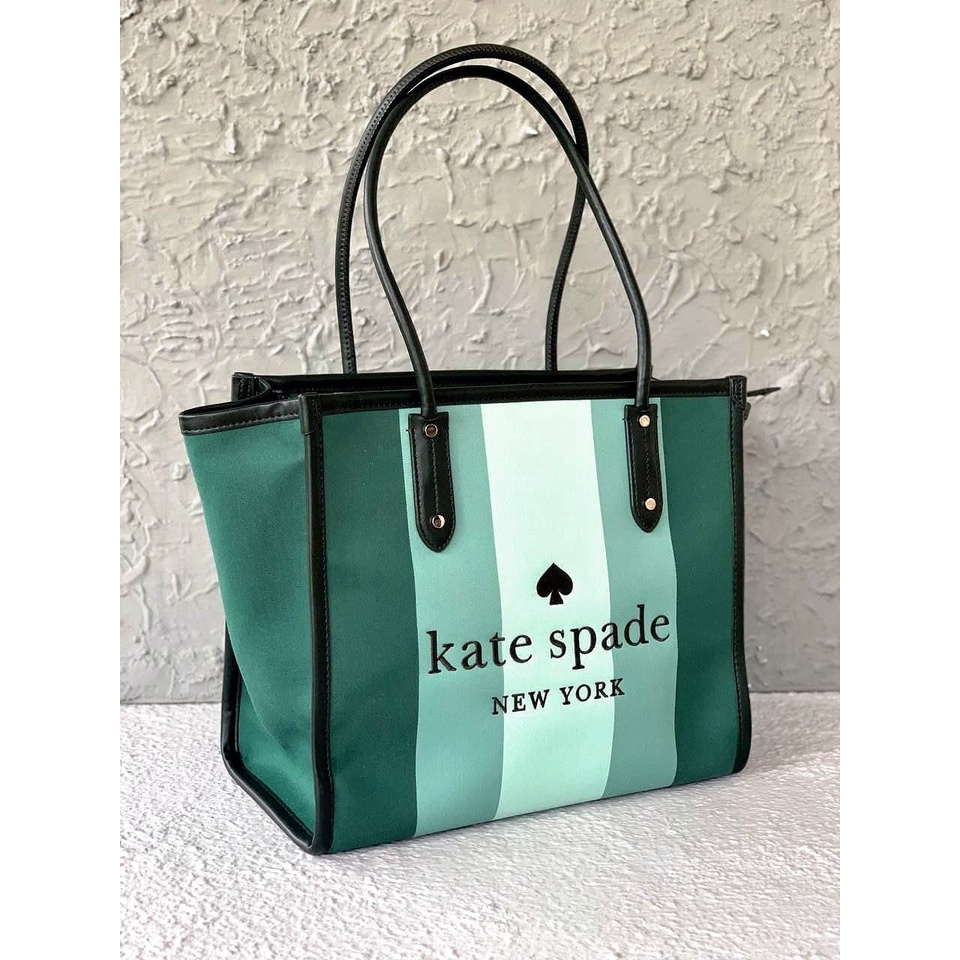 Kate Spade ella stripe tote bag green multi
