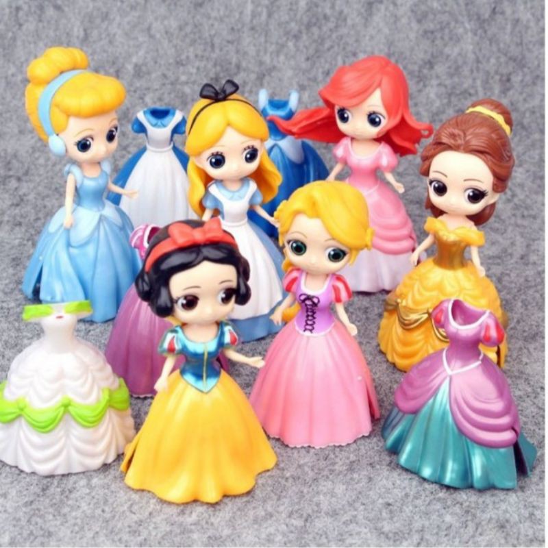 DISNEY PRINCESS FIGURE SET JUMBO SIZE DRESS CLIP ON / BISA GANTI BAJU