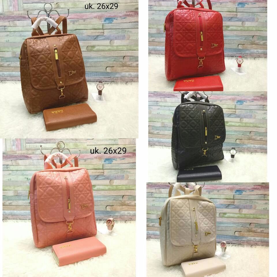 COLLECTION tas paket 3in1 tas set wanita tas fashion lokal ransel dior