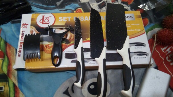 Set Pisau Dapur Isi 5pcs Hitam / Pisau Set 5pcs Murah Grosir