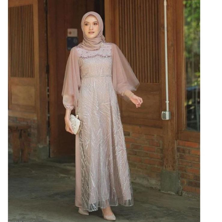 SALEE.. TERMURAH LUNA DRESS BROKAT KOMBINASI / FASHION MUSLIM WANITA / GAMIS BROKAT TERBARU