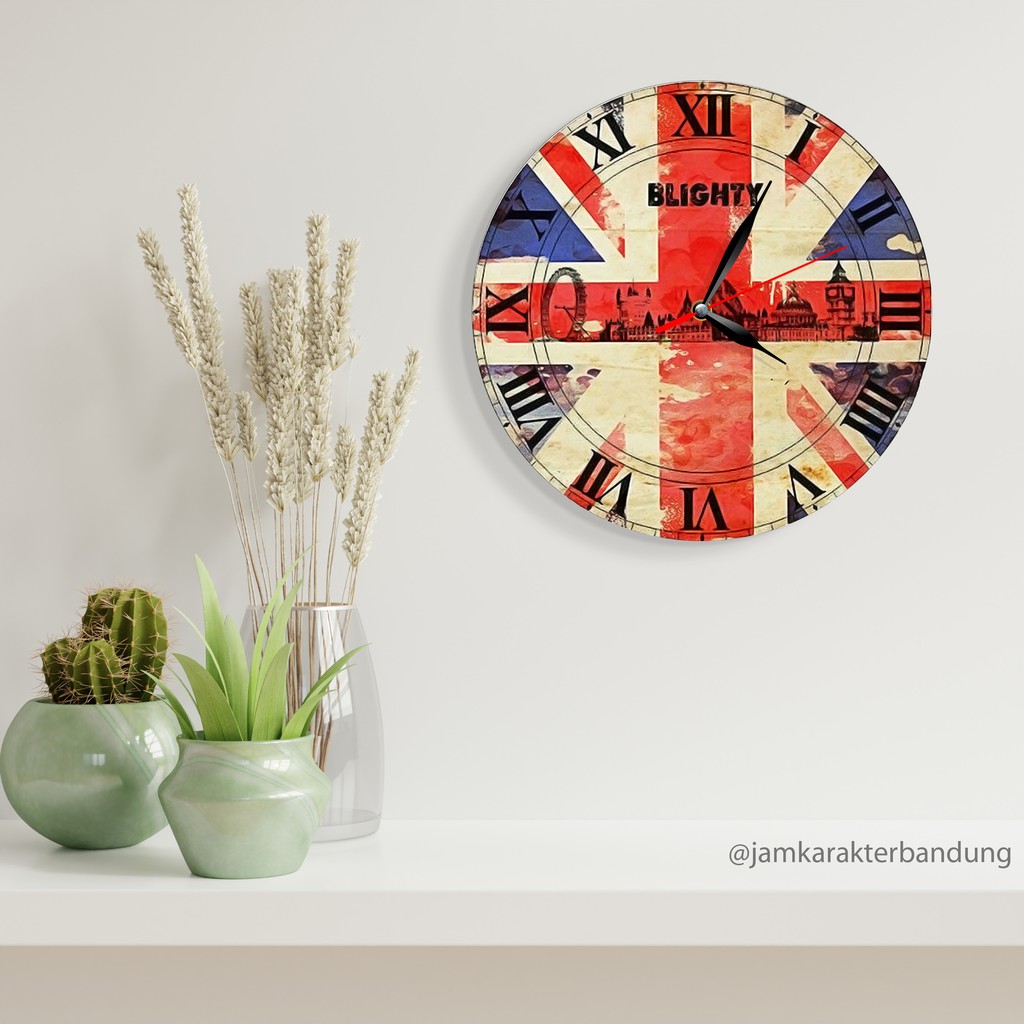 011 Jam Dinding Kayu Unik Blighty London England | Shopee Indonesia