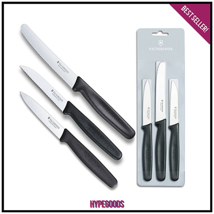 Pisau Dapur 1 Set Isi 3 VICTORINOX PIECE PARING KNIFE SET BLACK