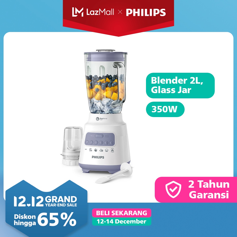 ❍✱PHILIPS 2L Blender Glass Jar HR2222/00  - Motor Thermo Protector Sensor, ProBlend 4 Pisau, 5 speed