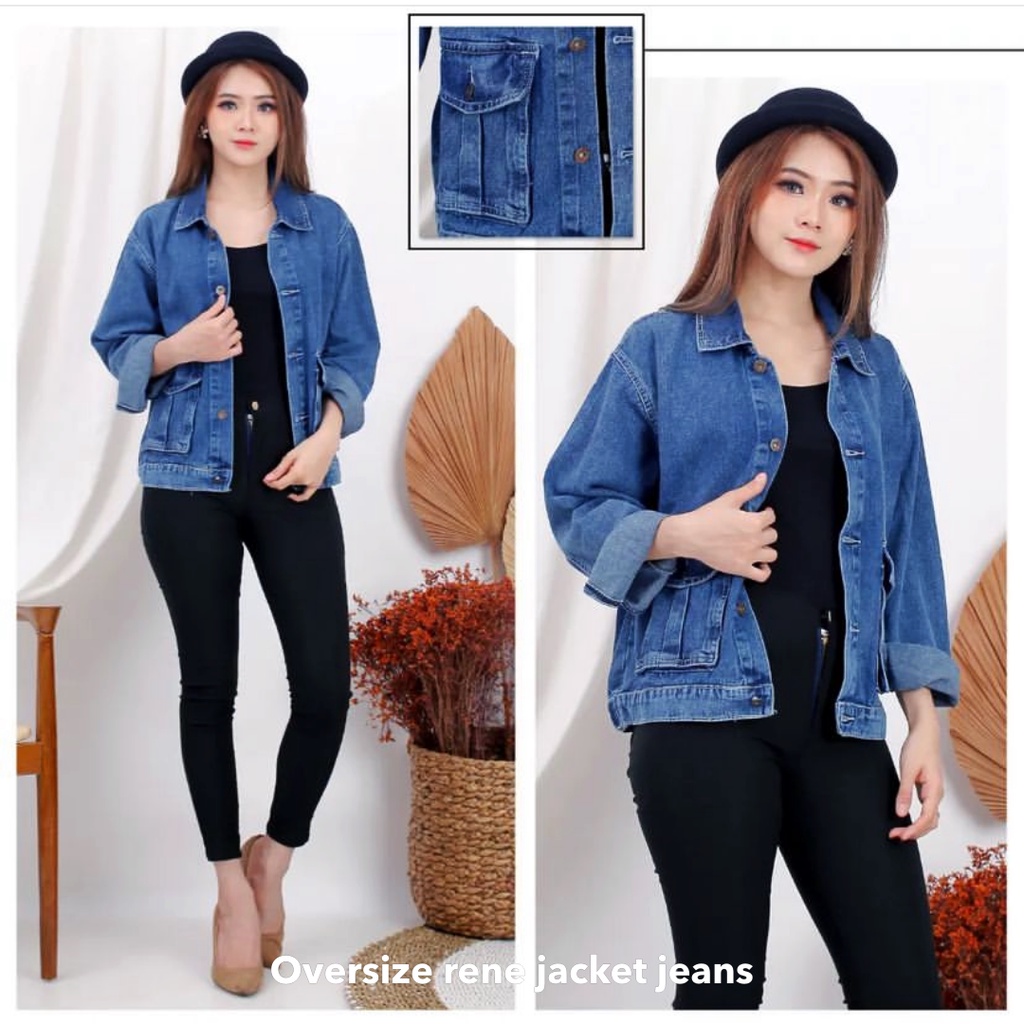 Oversize rene jacket jeans wanita by Genijeans