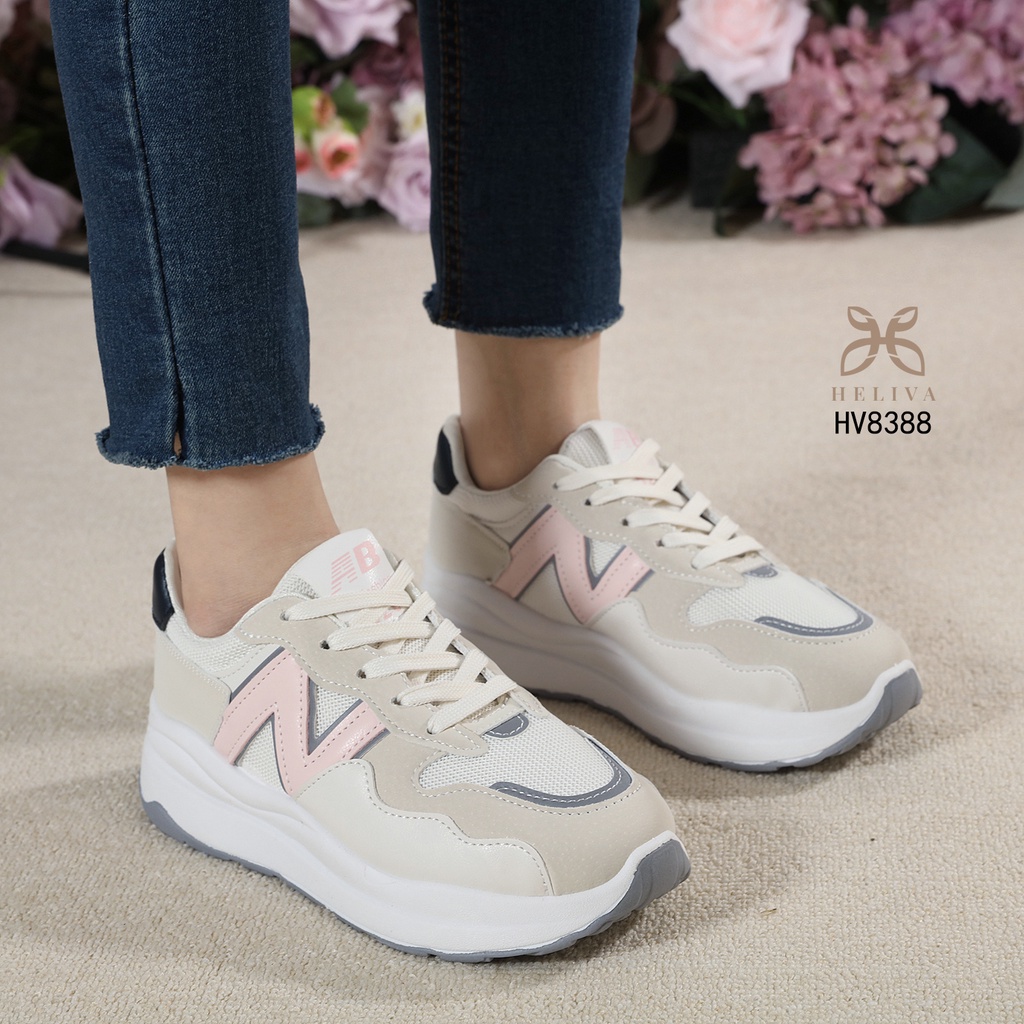 HELIVA KARA Sneaker Shoes Tali Anti Slip Sol 4,5cm Bahan Kulit HV8388 Original Brand