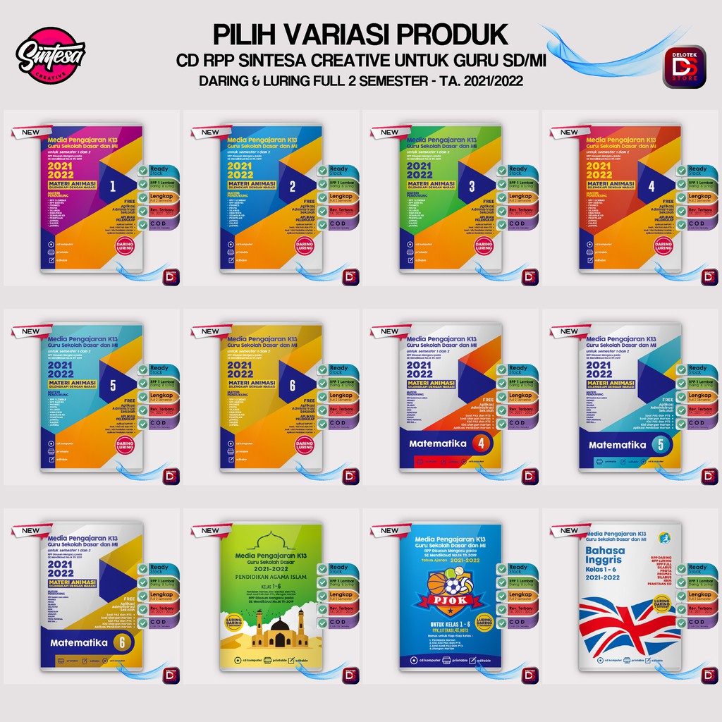 CD RPP 1 LEMBAR SD/MI LURING & DARING K13 TEMATIK 1-6, MATEMATIKA, PJOK SD, PAI SD SINTESA CREATIVE