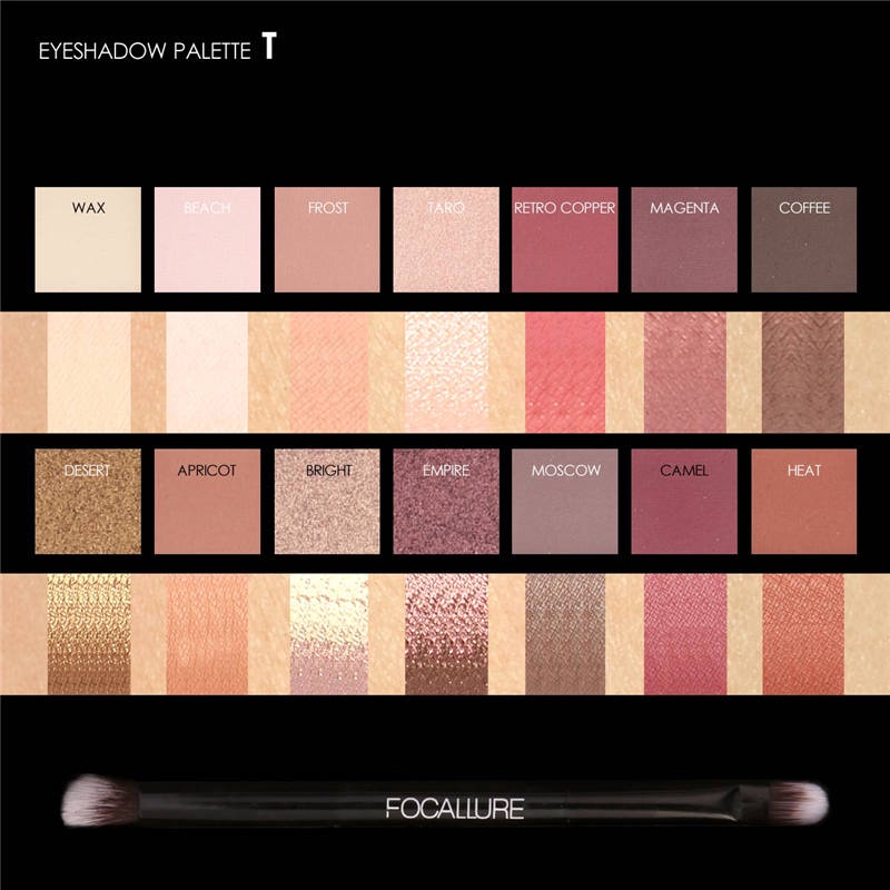 FOCALLURE Eyeshadow Palette With Brush- 14 Colors FA49 (100% Original, BPOM Certified)