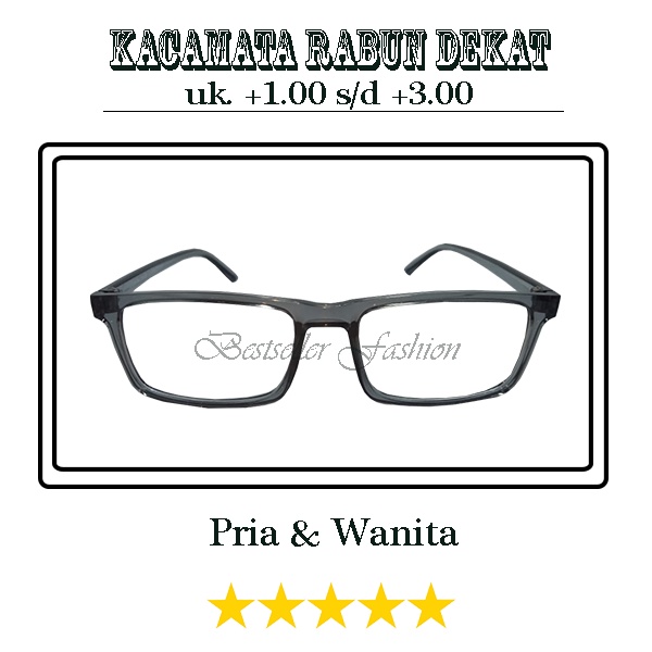 Kacamata Baca (+) +1.00 s/d +3.00 Kaca mata Plus Frame Transparan abu-abu Rabun Dekat Untuk Pria dan Wanita NOCASE