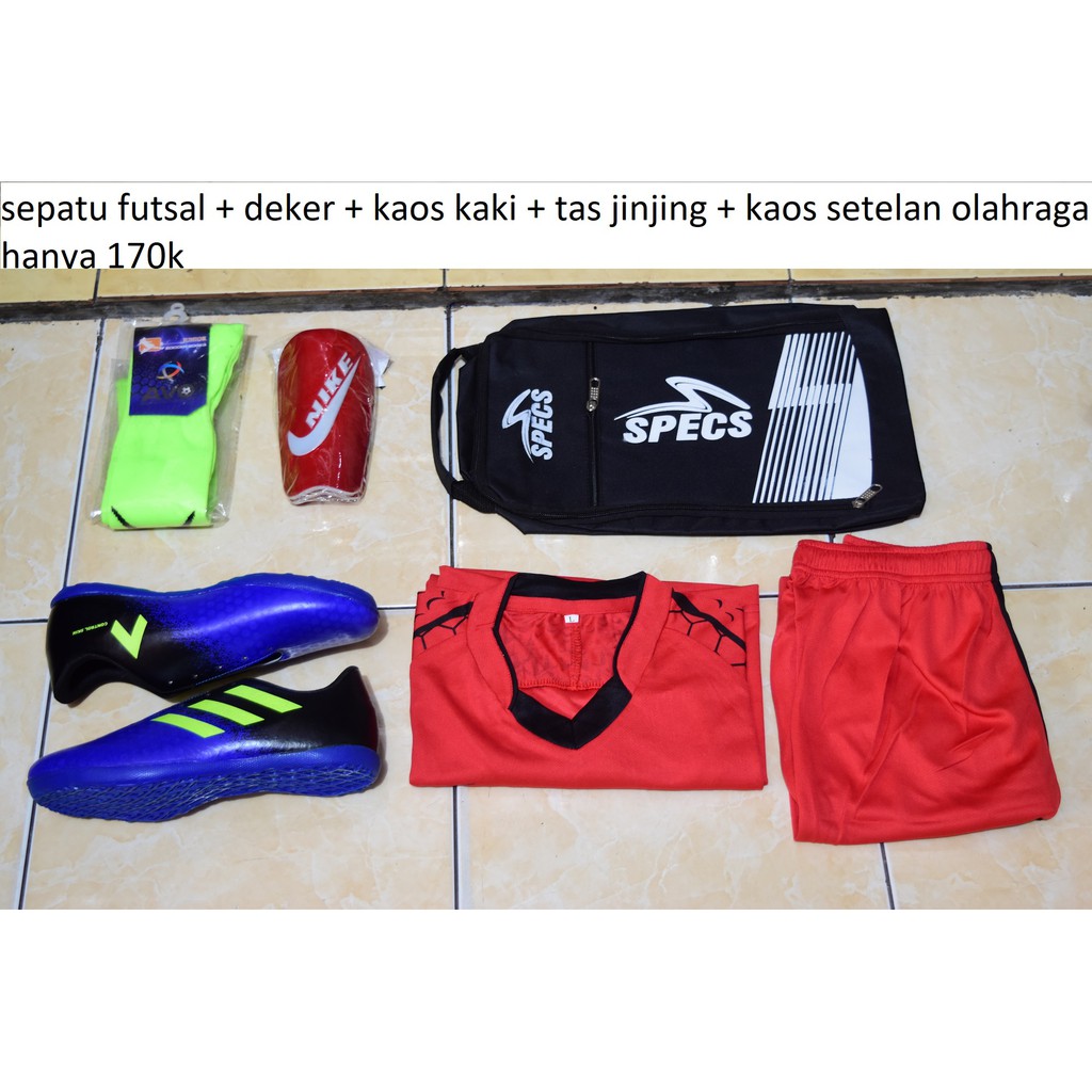 sepatu futsal anak tangerangan plus kaos kaki-deker-tas-setelan baju olahraga hanya 170k