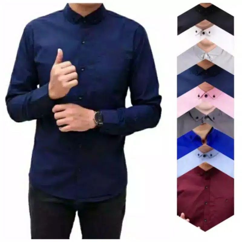 Ⓝxvf-648 Kemeja Pria Polos Fashion Maikel Katun Strit LD100 PJ70 Allsize M L XL Kerja Formal