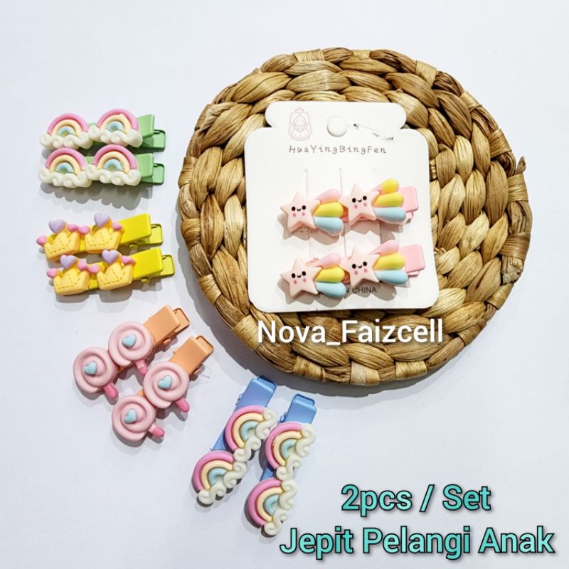 2pcs / Set - Jepit Anak Pelangi Doff premium Jepitan Anak