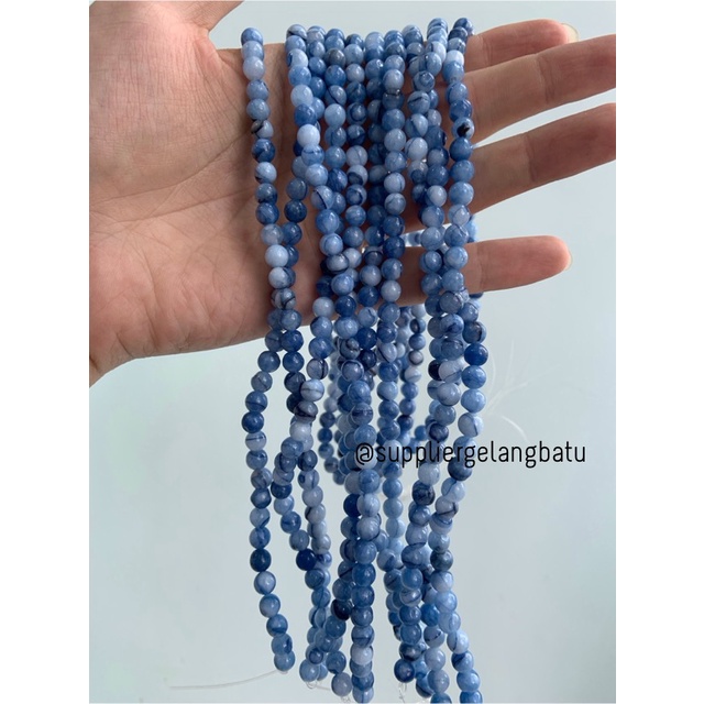 batu blue moss agate biru 6mm aksesoris fashion gelang kalung craft