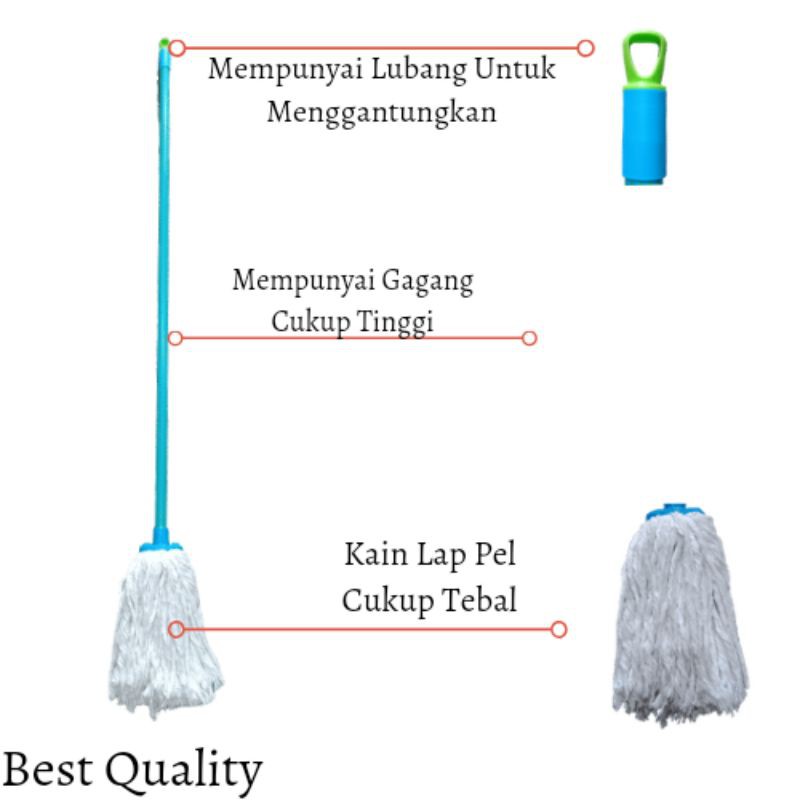 Nagoya Bulat Kain Lap Pel Lantai Alat Pel Lantai Kain Gagang Panjang