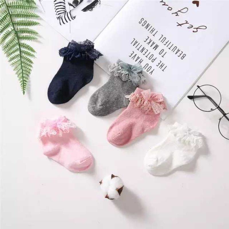 Kaos kaki anak renda ruffle / Kaos kaki renda anak perempuan