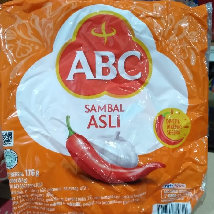 

Order Langsung ABC Sambal Asli 1 renteng [8 gr x 22 sach] Murah