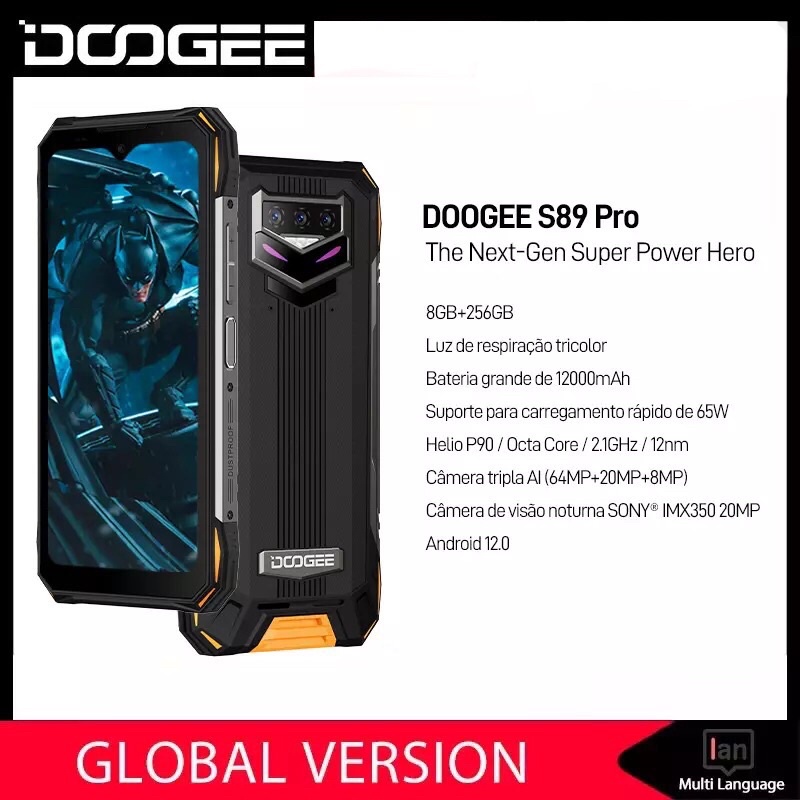 Doogee S89 PRO - Smartphone Rugged 8GB+256GB Helio P90 Android 12 NFC