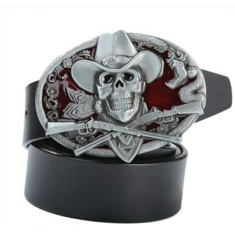 ikat pinggang pria Trendi Non-Utama Punk Pria karakteristik Belt Tengkorak Besar