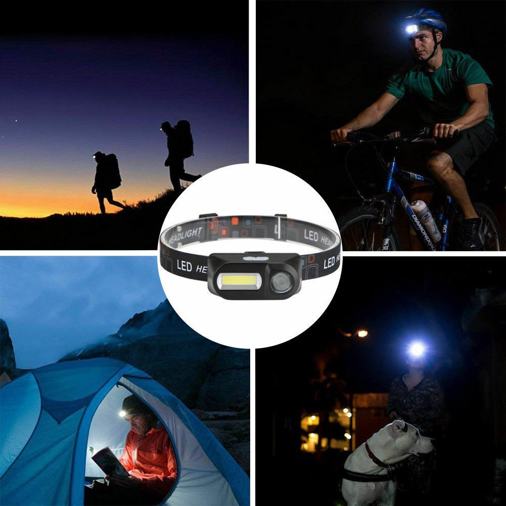 Rechargeable USB 6 Modes Portable Headwear Torch for Outdoor Camping Hiking Night Fishing Lighting LED Headlight Headlamp XPE + COB