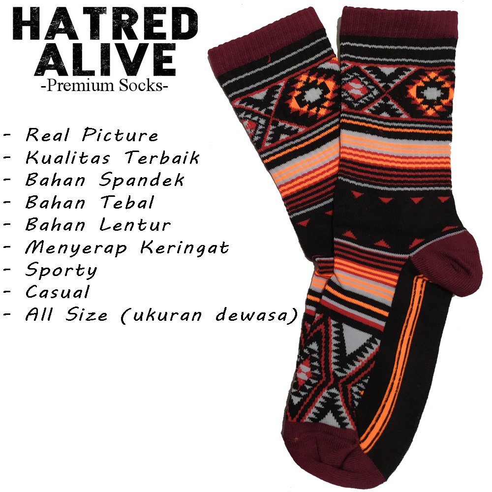  Kaos  kaki  Distro  Skate OldSchool Pria Wanita Motif Tribal 