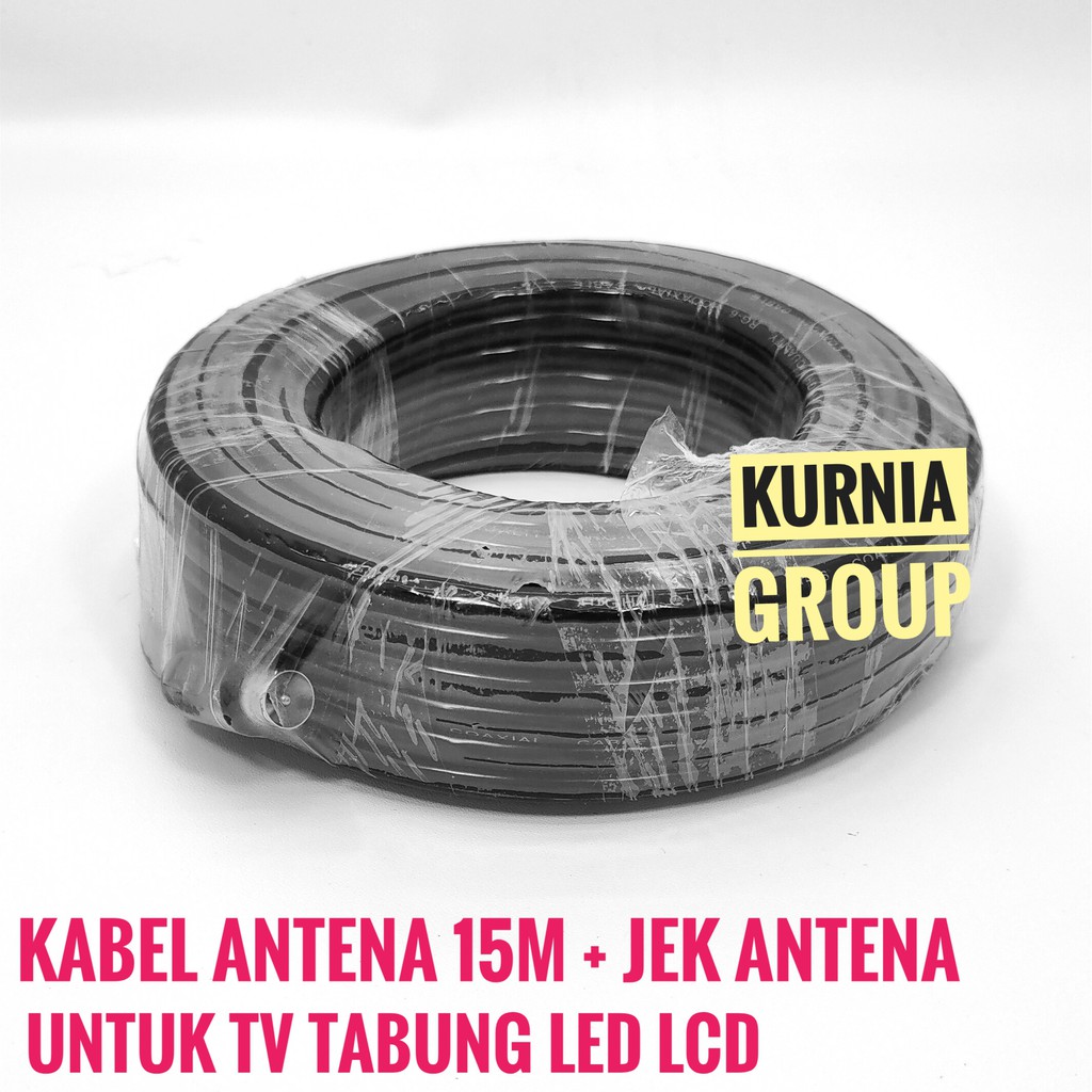 KABEL ANTENA 15M + JEK TV MALE CABLE ANTENNA PARABOLA UNTUK TV LED LCD TABUNG COAXIAL 75OHM TERMURAH