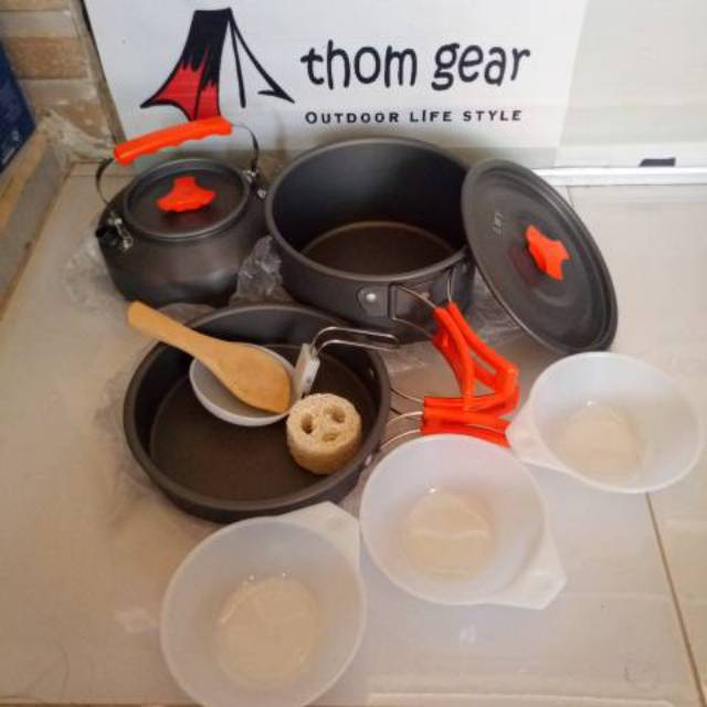 Peralatan Masak Kemah Outdoor Cooking Set Ds 308 Plus Teko Oleh Thomgear Probolinggo