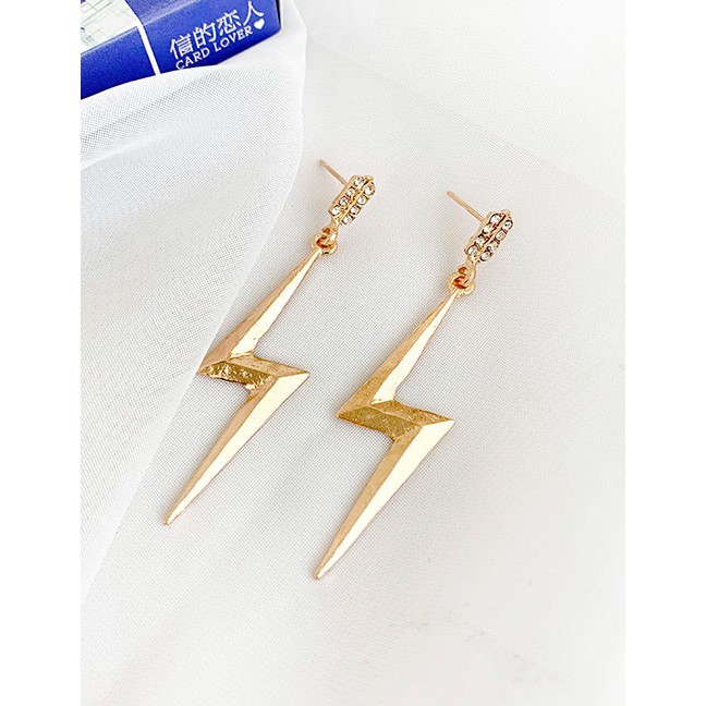 LRC Anting Tusuk Fashion Golden Alloy Stud Lightning Studs D68806