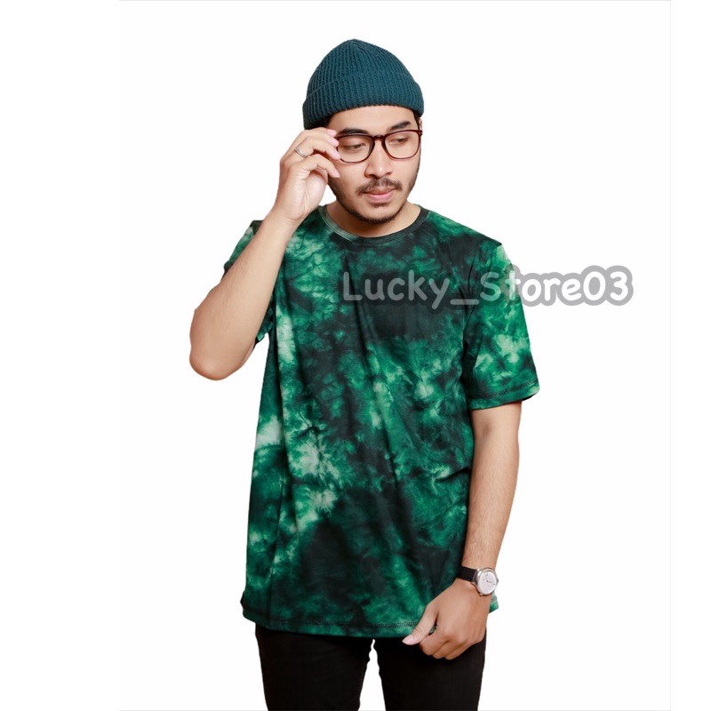Kaos Tie Dye Hijau Botol/Kaos Fullprint Pria