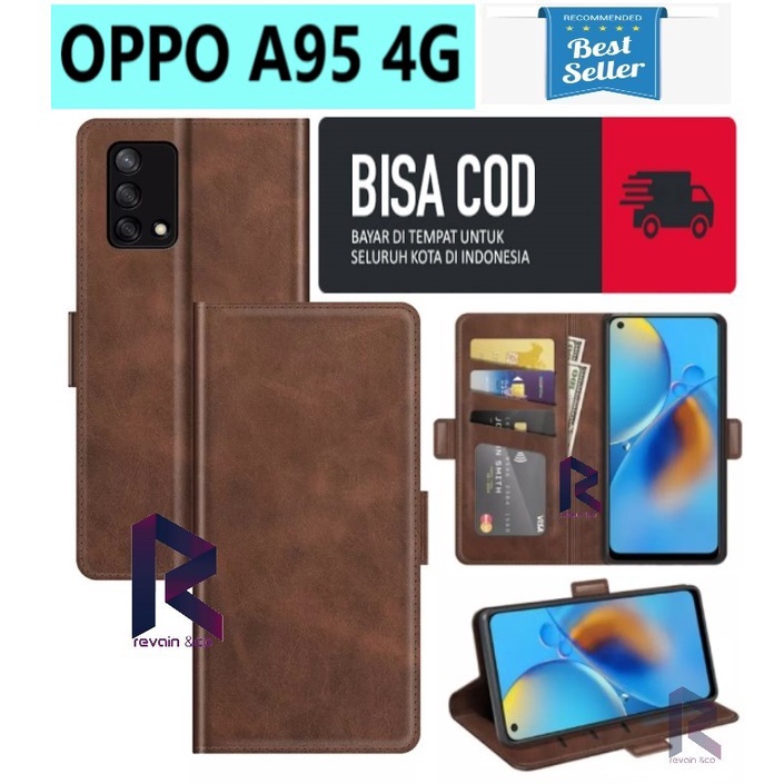 NEW OPPO A95 4G FLIP WALLET LEATHER KULIT PREMIUM SARUNG BUKA TUTUP FLIP CASE OPPO A95 4G