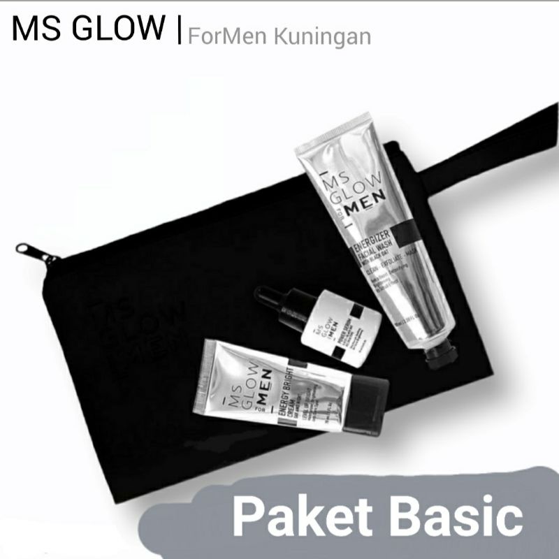 PAKET BASIC MS GLOW FOR MEN / FACIAL WASH MEN / SERUM MEN / MEN CREAM / MS GLOW BEAUTY KUNINGAN