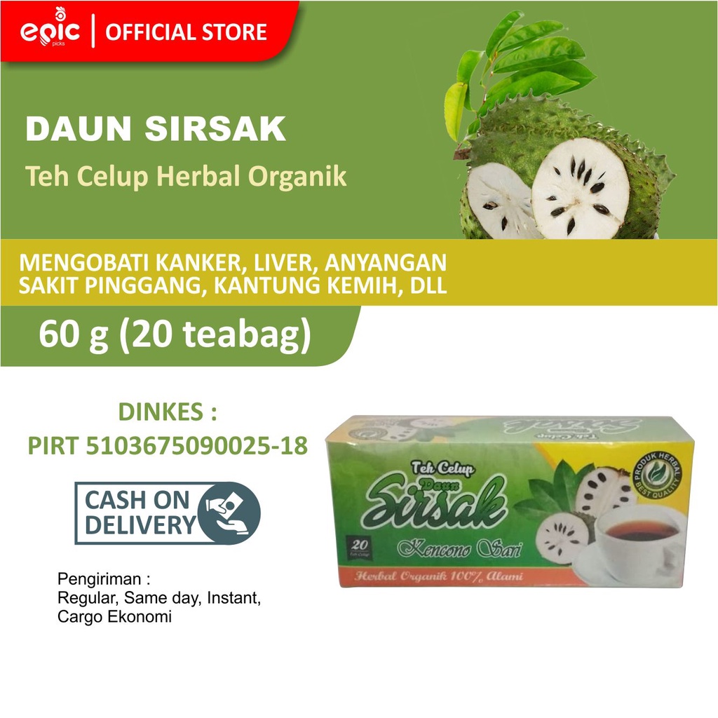 

Epicpicks Teh Celup Daun Sirsak Kencono Sari isi 20 teabag