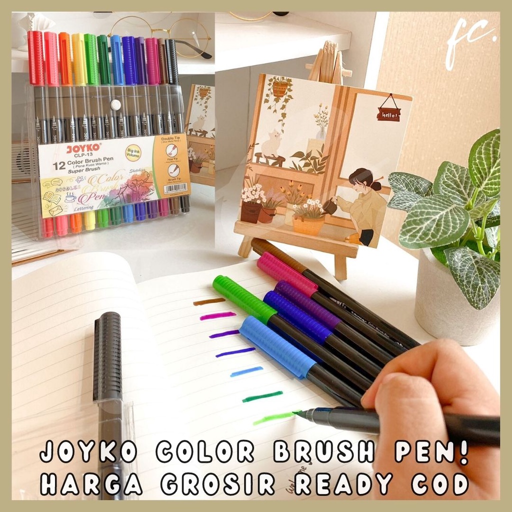 

Set Color Brush Pen Pena Kuas Warna Joyko Original CLP-13 / CLP13 12 Pcs 2 in 1 Coloring Sketch Doodle Fine Brush Tip Spidol Warna Harga Grosir Ready COD