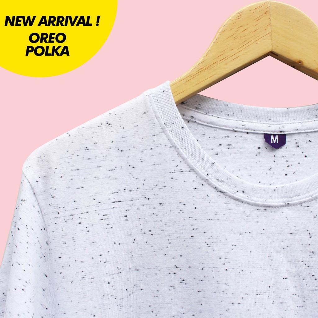  KAOS  POLOS  WHITE OREO POLKA GALAXY  APLIKASI COTTON 