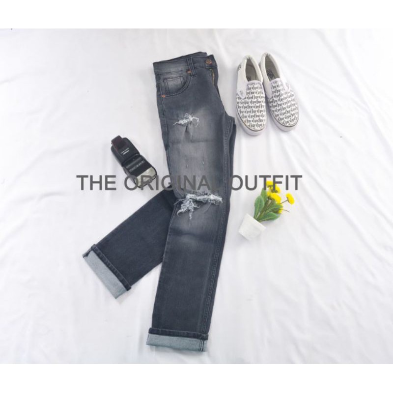 Celana Panjang Jeans Pria Sobek Lutut Ripped Original The Outfit Murah