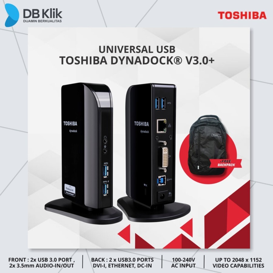 USB Universal Toshiba DYNDOCK V3.0+ - Dynadock Docking Station USB 3.0