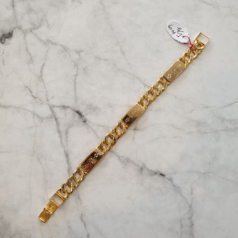 gelang tangan plat ukir ½ rantai kadar 375