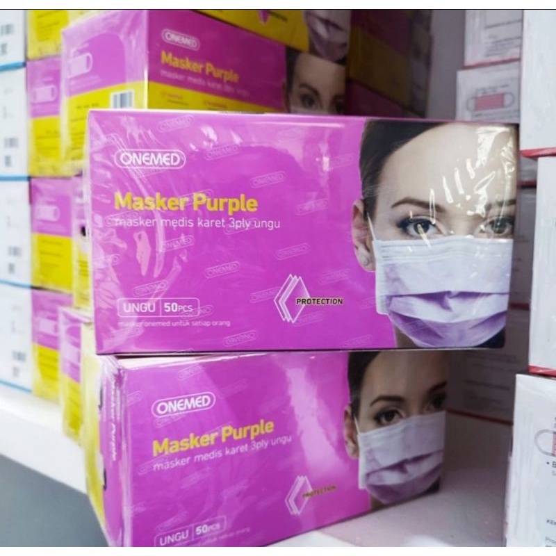 Onemed masker medis masker karet earloop onemed 3 ply isi 50pcs per box