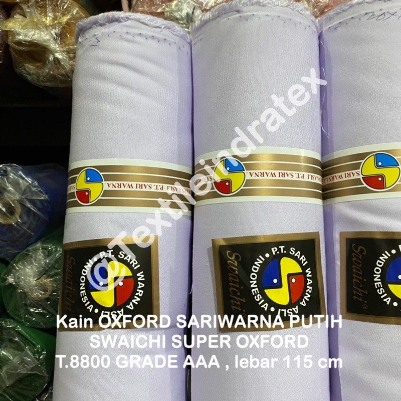 ( per 1 roll ) KAIN OXFORD SARIWARNA PUTIH POLOS SERAGAM SEKOLAH PDH DOKTER KERUDUNG TOTEBAG MASKER JILBAB LB115