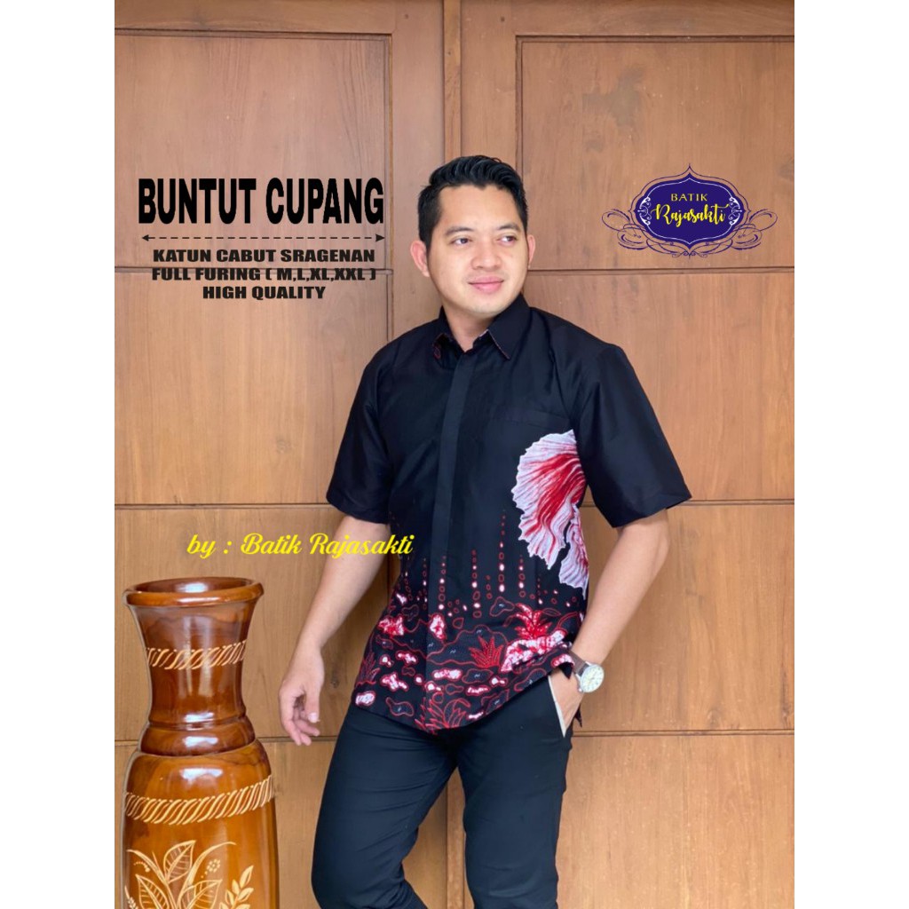 BUNTUT CUPANG RAJASAKTI KEMEJA BATIK SOLO PRIA LENGAN PENDEK LAPIS FURING ATASAN BATIK PREMIUM MODERN KATUN HALUS BAHUWIRYA  BANAMITRA BANAMITRA PUTIH BANGSAWAN BAYU PUTRA BERLIAN BIRU BHARATAYUDA BIMASENA BIRENDRA BIRU INDAH BRAHMAKERTA BRAHMAKERTA MERAH