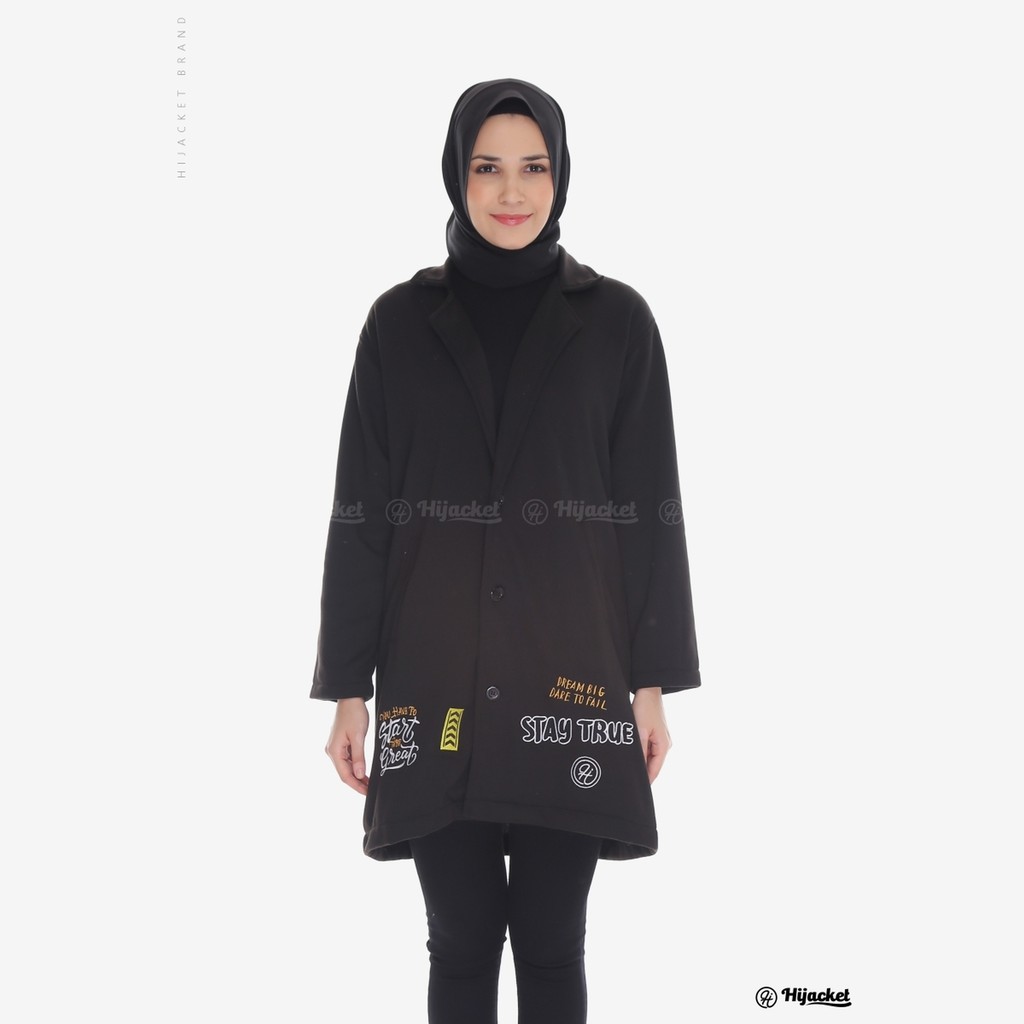 Hijacket Original Elma Hijaket Jaket Jacket Wanita Muslimah Jaket Blazer Cewek Jumbo Murah Terbaru Jaket Hijaber-BLACKBERRY