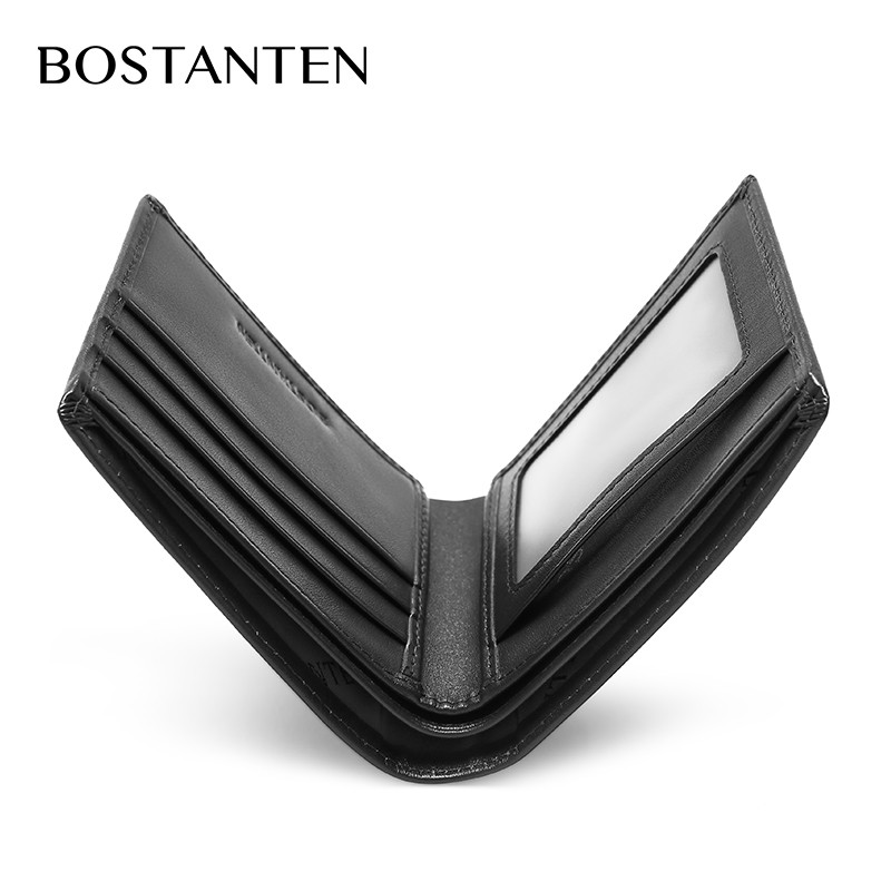 BOSTANTEN Dompet Pria Classic Kulit Sapi Asli Hitam/Coklat-5