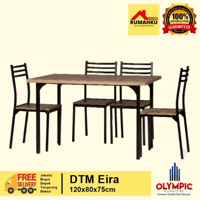 MEJA MAKAN MINIMALIS - MEJA MAKAN SET KAYU - MEJA MAKAN DTM EIRA - OLYMPIC